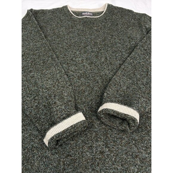 Woolrich Wool Blend Sweater Men’s Large Crew Neck Pine Heather Green Pullover - Picture 6 of 12